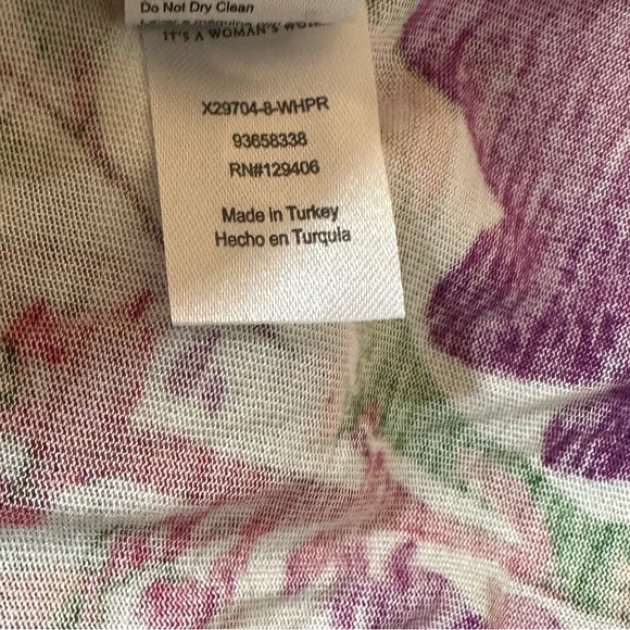 NEW Lascana Flutter Sleeve Flowy Viscose Midi Dress White Purple Pink Floral 8 - Picture 11 of 13